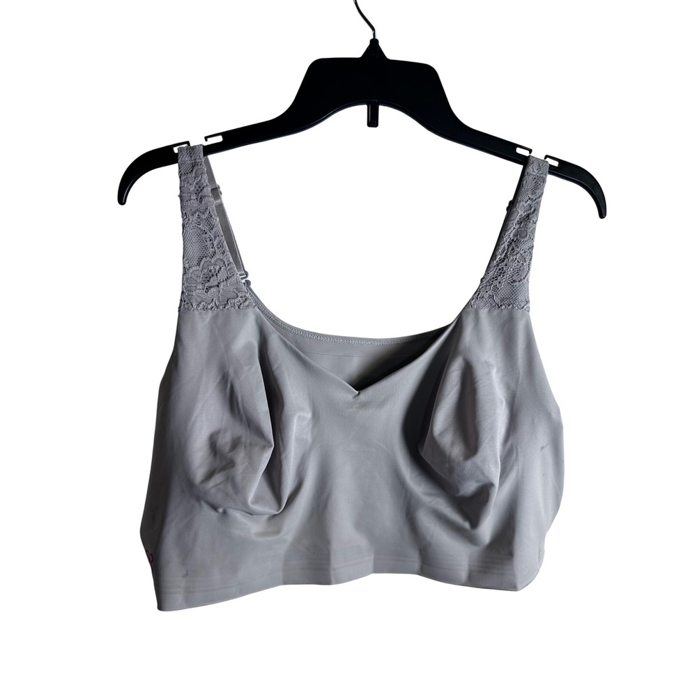 Ruby Ribbon Cami Top Size 42 Gray Lace Trim Wirefree Support Women